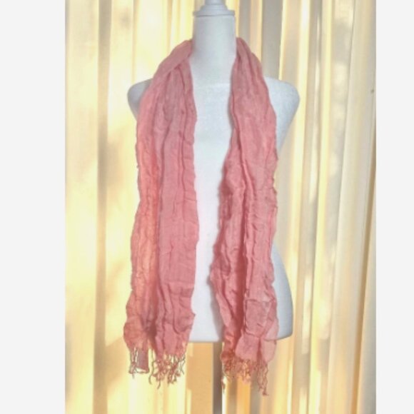 Vintage Y2K J.Crew Pink Ombre Fringe Scarf NWT Crinkle Wrap Shawl - Picture 5 of 9